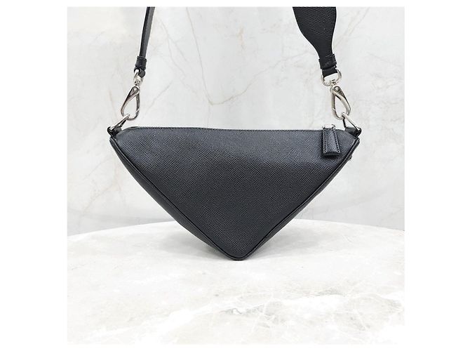 Prada Borsa a tracolla Triangle in pelle Saffiano - vista 13