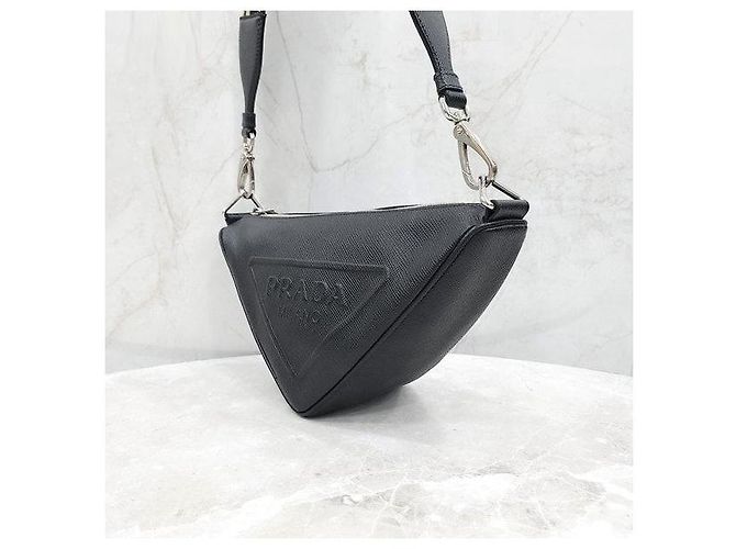 Prada Borsa a tracolla Triangle in pelle Saffiano - vista 2