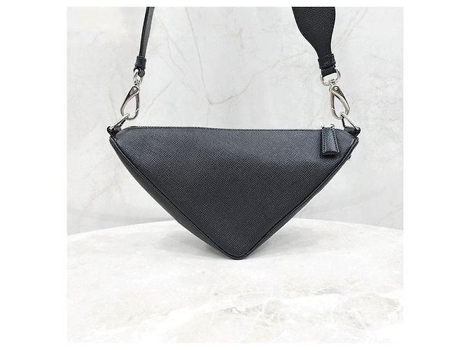 Prada Borsa a tracolla Triangle in pelle Saffiano - vista 3