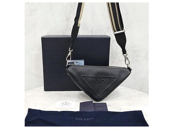 Prada Borsa a tracolla Triangle in pelle Saffiano - vista 8