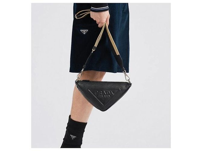 Prada Borsa a tracolla Triangle in pelle Saffiano - vista 9