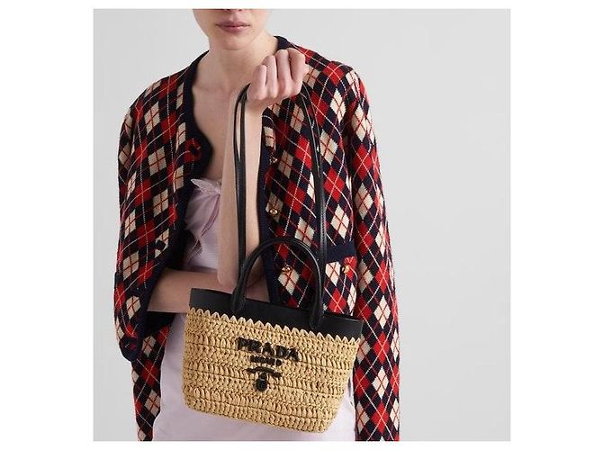 Prada Mini borsa tote in pelle crochet - vista 8