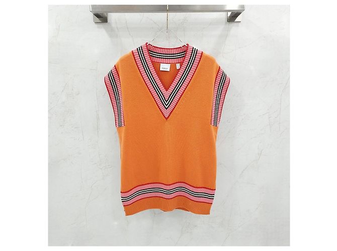 Burberry Strickweste aus Baumwolle mit orangefarbenem Logo XS - Ansicht 10