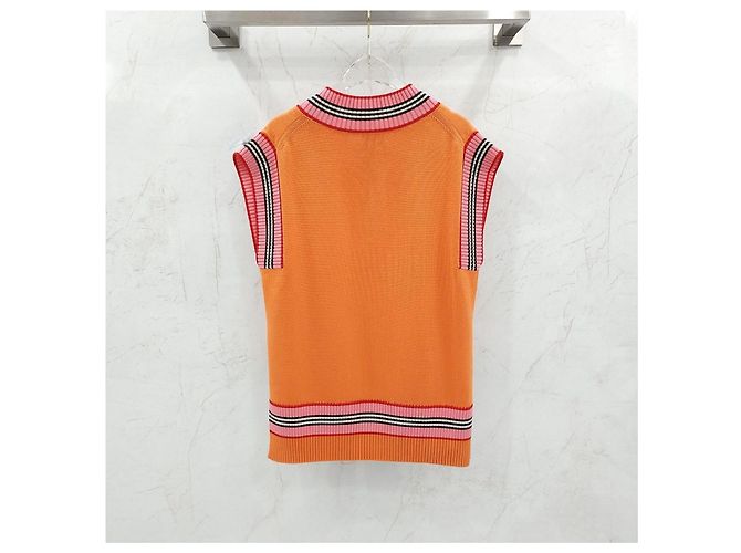 Burberry Strickweste aus Baumwolle mit orangefarbenem Logo XS - Ansicht 11