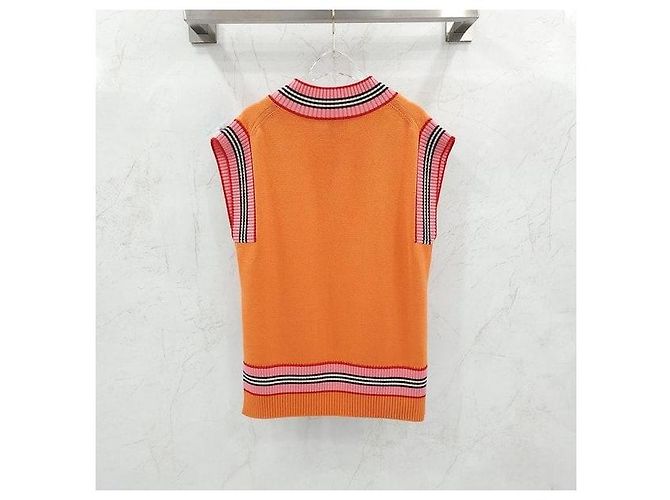 Burberry Strickweste aus Baumwolle mit orangefarbenem Logo XS - Ansicht 2