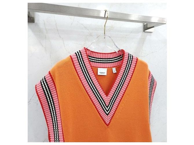 Burberry Strickweste aus Baumwolle mit orangefarbenem Logo XS - Ansicht 3