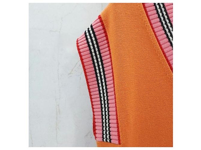 Burberry Strickweste aus Baumwolle mit orangefarbenem Logo XS - Ansicht 4