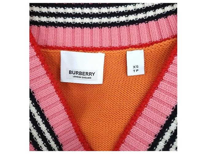 Burberry Strickweste aus Baumwolle mit orangefarbenem Logo XS - Ansicht 7
