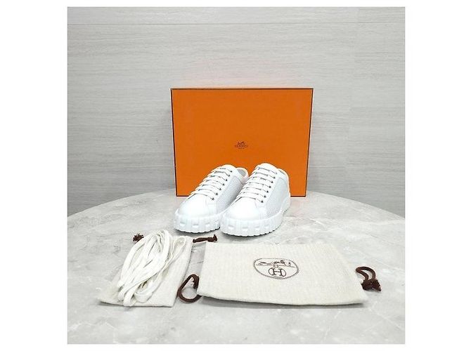Hermès Cross Sneaker Weiß Leder - Ansicht 8