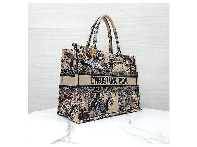 Dior Borsa Book Tote Medium Beige Multicolor Ricamo Jardin D'hiver - vista 4