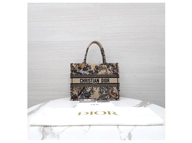 Dior Borsa Book Tote Medium Beige Multicolor Ricamo Jardin D'hiver - vista 9