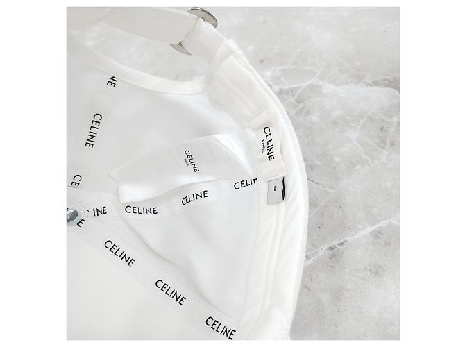 Céline Cappellino da baseball in cotone bianco - vista 15