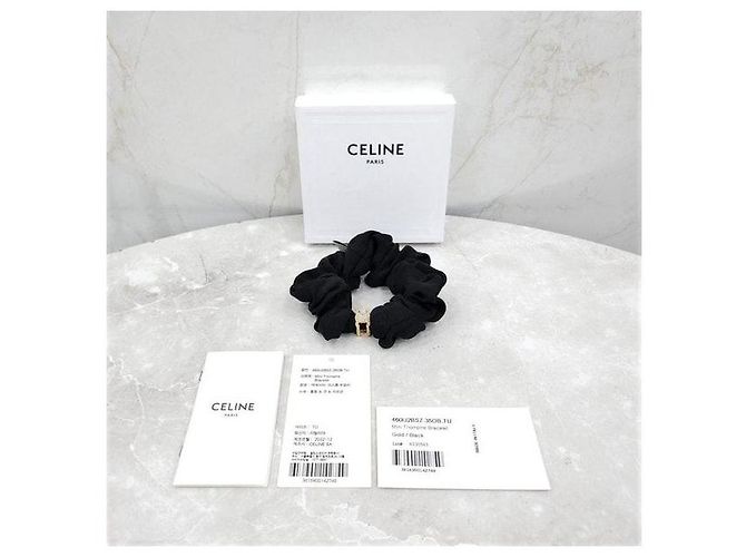 Céline Scrunchie Triomphe in seta e cristalli finitura dorata - vista 6