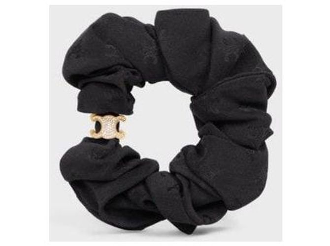 Céline Scrunchie Triomphe in seta e cristalli finitura dorata - vista 7