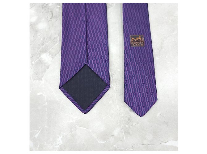 Hermès Seidenkrawatte Violet Marine - Ansicht 10