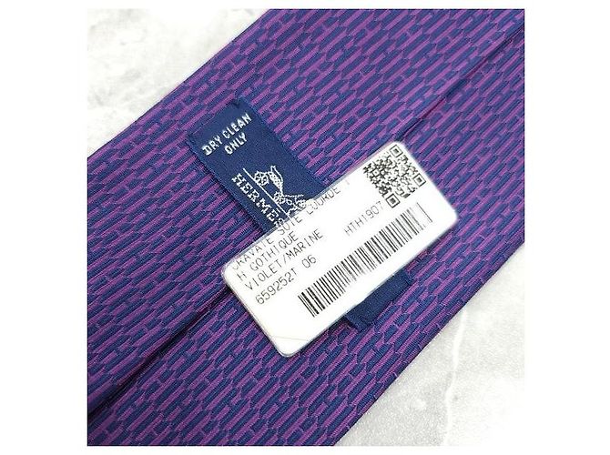 Hermès Seidenkrawatte Violet Marine - Ansicht 5