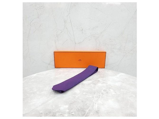Hermès Seidenkrawatte Violet Marine - Ansicht 6