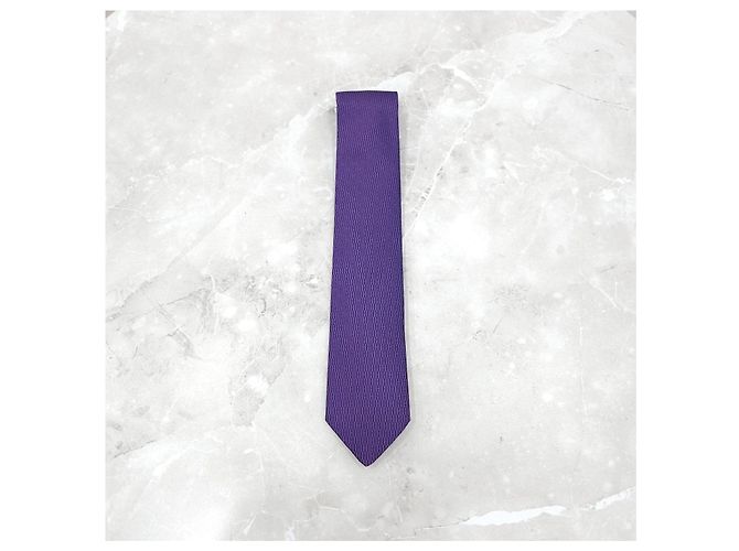 Hermès Seidenkrawatte Violet Marine - Ansicht 7
