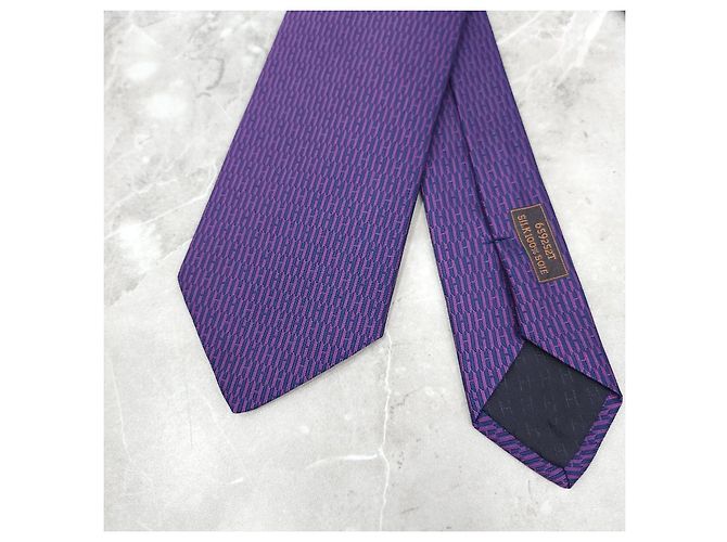 Hermès Seidenkrawatte Violet Marine - Ansicht 9