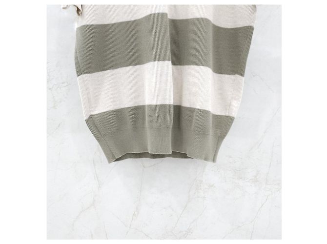 Brunello Cucinelli Gestreifter Strickpullover mit Rundhalsausschnitt und kurzen Ärmeln - Ansicht 10