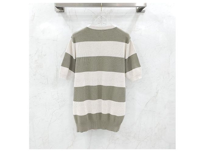 Brunello Cucinelli Gestreifter Strickpullover mit Rundhalsausschnitt und kurzen Ärmeln - Ansicht 8