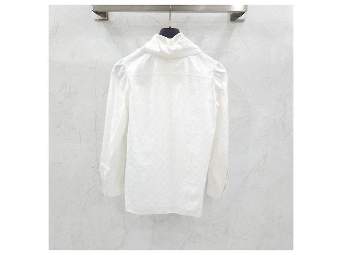 Louis Vuitton Camicia bianca con monogramma fil coupé e fiocco da donna - vista 2