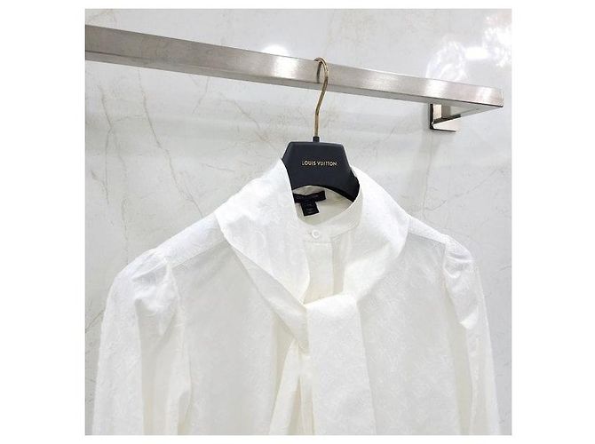 Louis Vuitton Camicia bianca con monogramma fil coupé e fiocco da donna - vista 3