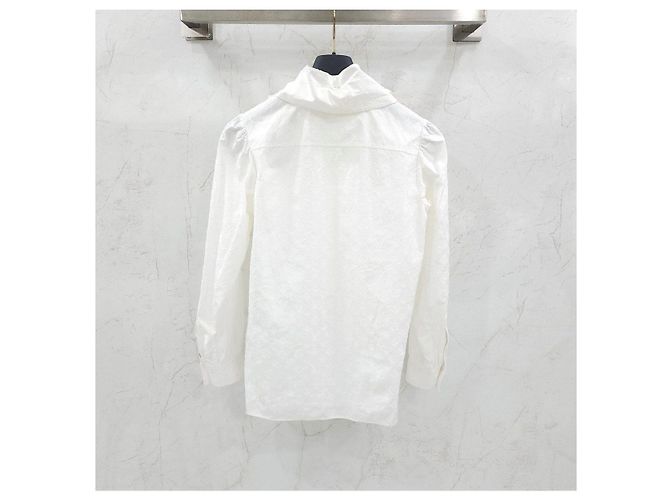 Louis Vuitton Camicia bianca con monogramma fil coupé e fiocco da donna - vista 7