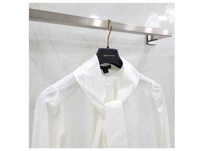 Louis Vuitton Camicia bianca con monogramma fil coupé e fiocco da donna - vista 8