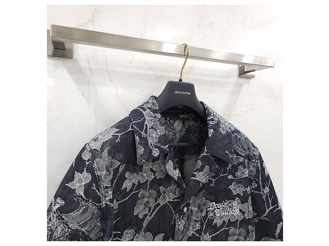Louis Vuitton Camicia a maniche corte in denim jacquard XL - vista 10