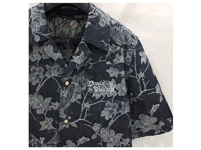Louis Vuitton Camicia a maniche corte in denim jacquard XL - vista 11