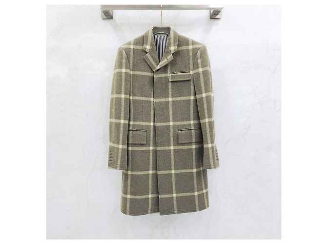 Thom Browne Check Pattern Single Chesterfield Wool Coat - view 5
