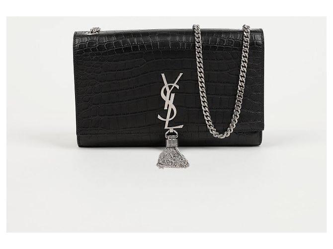 Autre Marque Borsa a tracolla media Kate Tassel Croc Nero Argento - vista 2