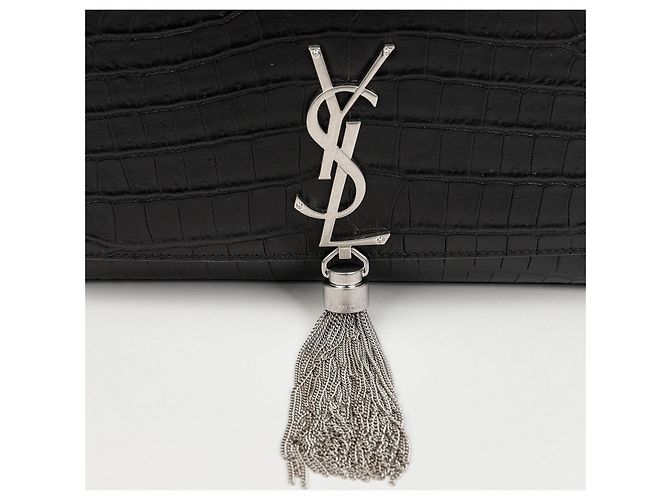 Autre Marque Borsa a tracolla media Kate Tassel Croc Nero Argento - vista 3