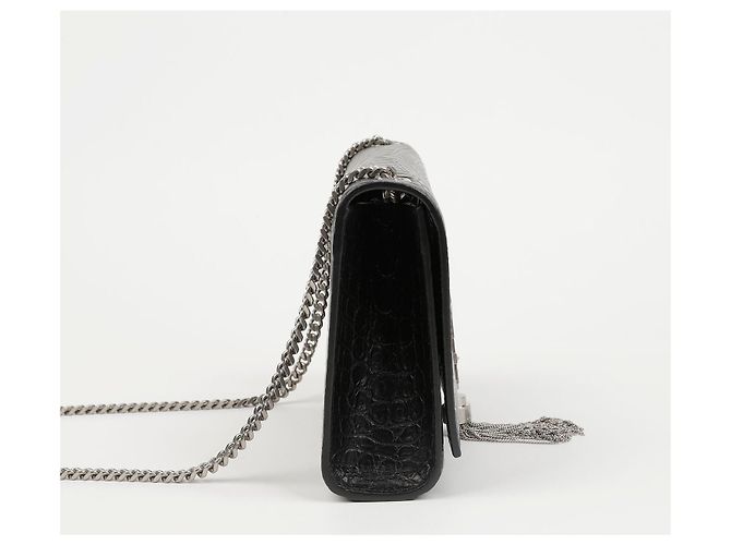 Autre Marque Borsa a tracolla media Kate Tassel Croc Nero Argento - vista 5