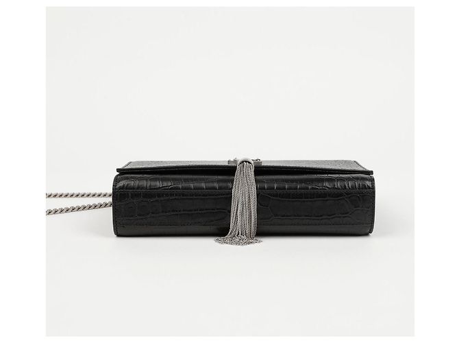 Autre Marque Borsa a tracolla media Kate Tassel Croc Nero Argento - vista 6