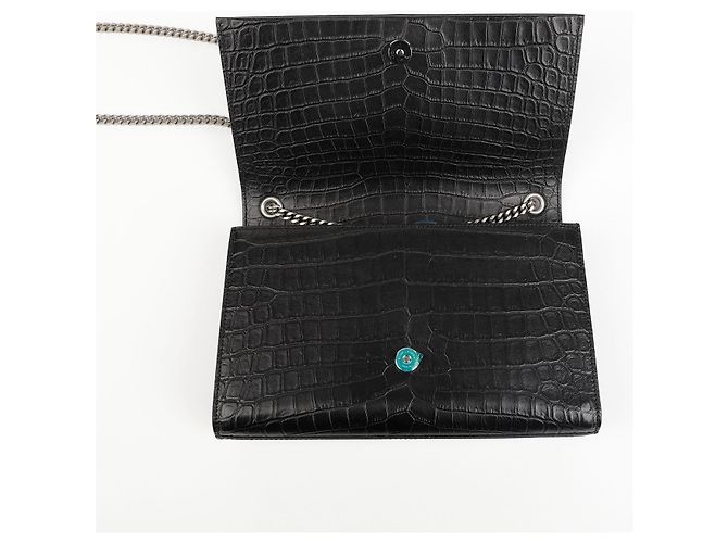Autre Marque Borsa a tracolla media Kate Tassel Croc Nero Argento - vista 7