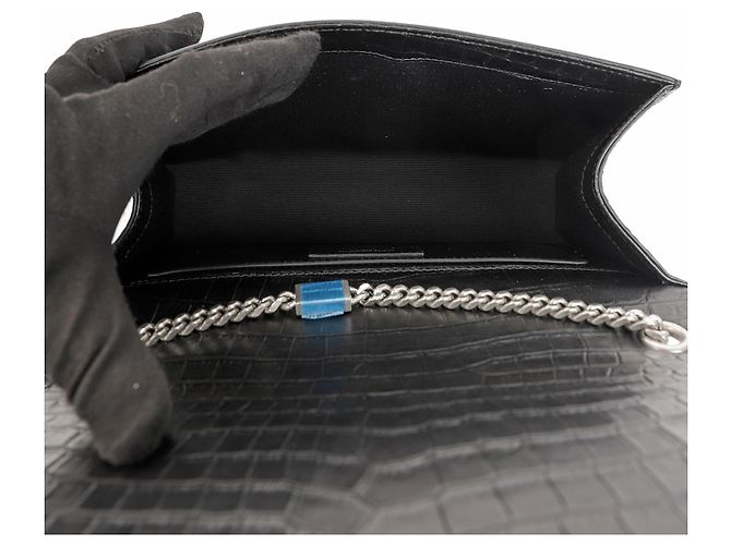 Autre Marque Borsa a tracolla media Kate Tassel Croc Nero Argento - vista 8