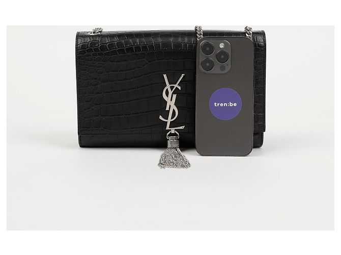 Autre Marque Borsa a tracolla media Kate Tassel Croc Nero Argento - vista 9