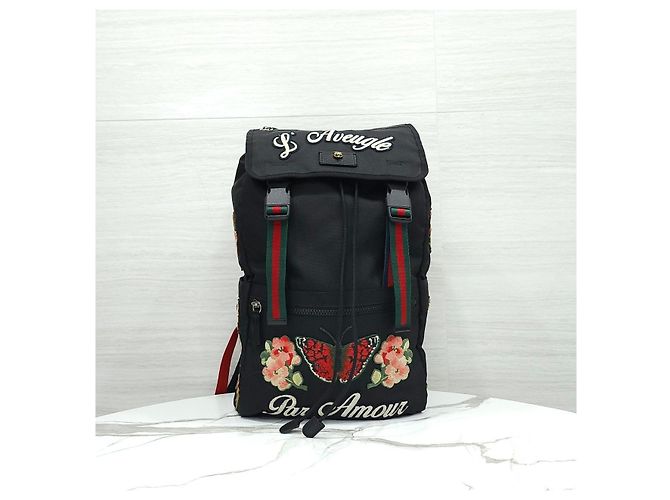 Gucci Zaino Black Techno Canvas Tiger Head - vista 11