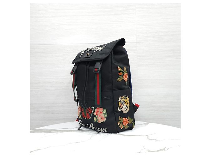 Gucci Zaino Black Techno Canvas Tiger Head - vista 12