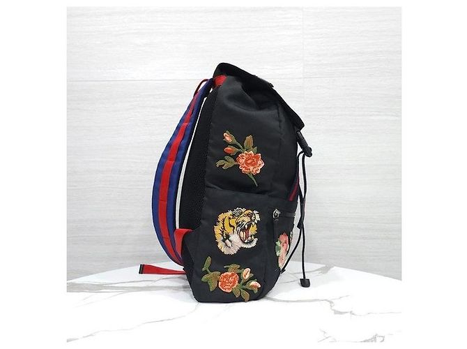 Gucci Zaino Black Techno Canvas Tiger Head - vista 7