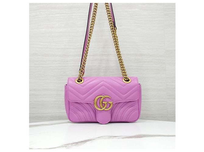 Gucci Borsa a spalla mini con catena Marmont Matelassé Rosa - vista 10