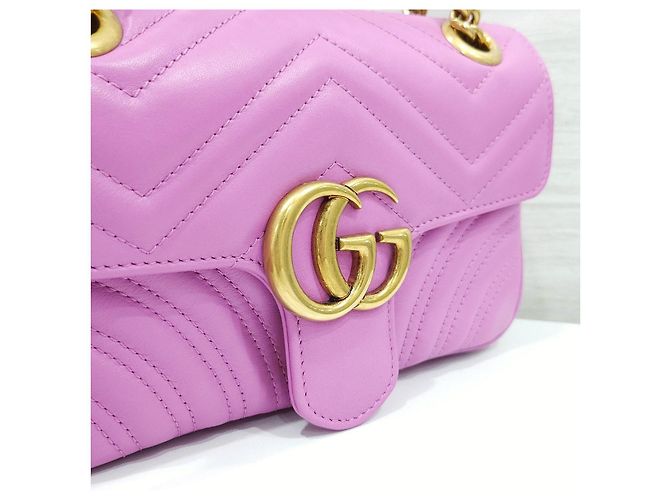 Gucci Borsa a spalla mini con catena Marmont Matelassé Rosa - vista 14