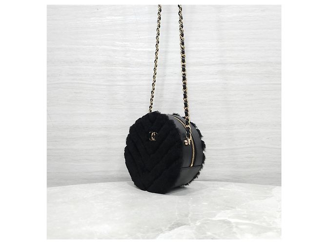 Chanel Borsa a tracolla in ecopelliccia con catena rotonda - vista 10