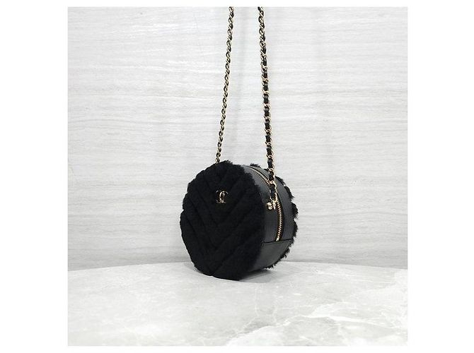 Chanel Borsa a tracolla in ecopelliccia con catena rotonda - vista 2