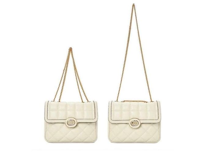 Gucci Borsa a tracolla bianca con catena intrecciata - vista 10