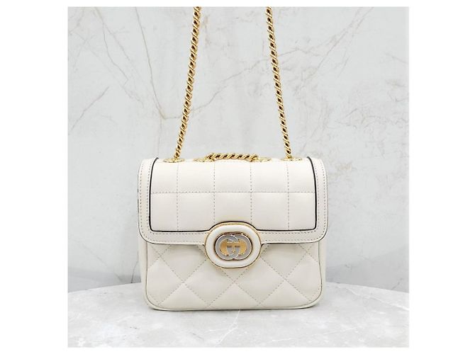 Gucci Borsa a tracolla bianca con catena intrecciata - vista 11