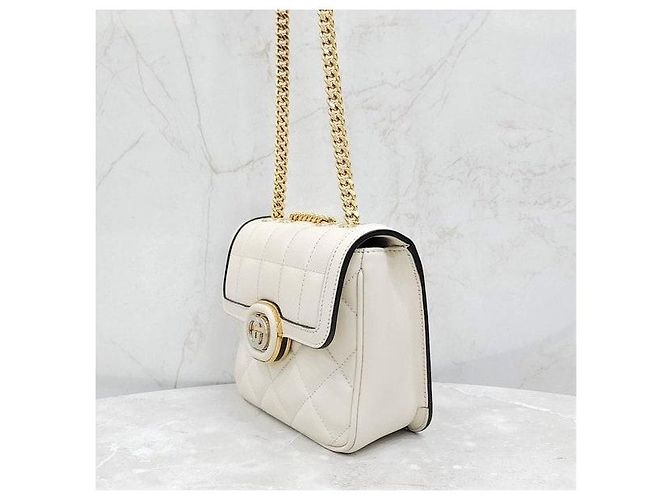 Gucci Borsa a tracolla bianca con catena intrecciata - vista 2