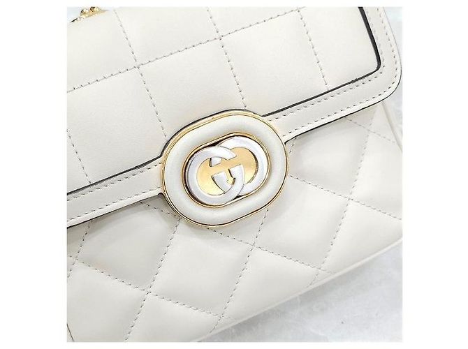 Gucci Borsa a tracolla bianca con catena intrecciata - vista 5